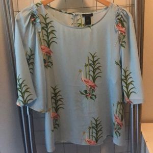 Ann Taylor flamingo print blouse